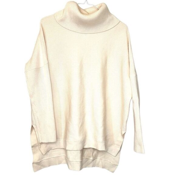 Anrabess Turtleneck High Low Cream Pullover Sweater Size Small - Picture 2 of 6